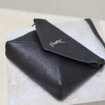 Saint Laurent Cassandre Envelope Messenger In Lambskin Black